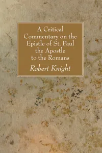 A Critical Commentary on the Epistle of St. Paul the Apostle to the Romans_cover