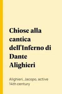 Chiose alla cantica dell'Inferno di Dante Alighieri_cover