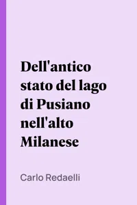 Dell'antico stato del lago di Pusiano nell'alto Milanese_cover