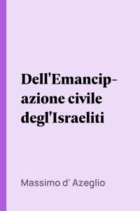 Dell'Emancipazione civile degl'Israeliti_cover