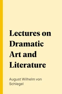 Lectures on Dramatic Art and Literature_cover