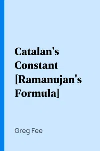 Catalan's Constant [Ramanujan's Formula]_cover