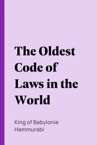 The Oldest Code of Laws in the World_cover