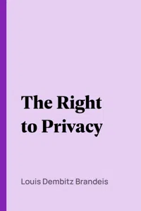 The Right to Privacy_cover