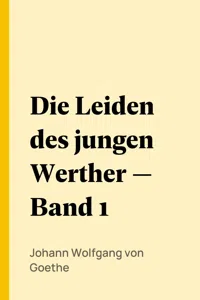 Die Leiden des jungen Werther — Band 1_cover