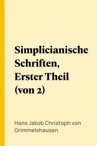 Simplicianische Schriften, Erster Theil_cover