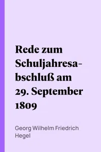 Rede zum Schuljahresabschluß am 29. September 1809_cover