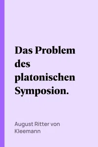 Das Problem des platonischen Symposion._cover