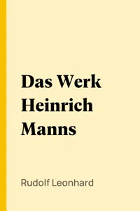 Das Werk Heinrich Manns_cover