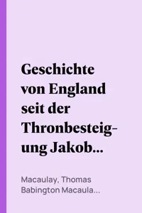 Geschichte von England seit der Thronbesteigung Jakob's des Zweiten. Vierter Band_cover