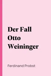 Der Fall Otto Weininger_cover