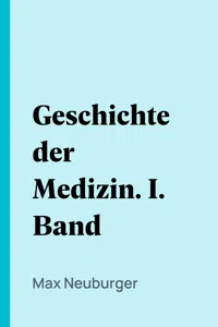 Geschichte der Medizin. I. Band_cover