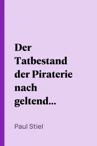 Der Tatbestand der Piraterie nach geltendem Völkerrecht_cover