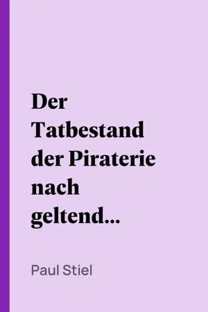 Der Tatbestand der Piraterie nach geltendem Völkerrecht