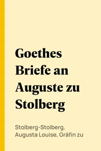 Goethes Briefe an Auguste zu Stolberg_cover