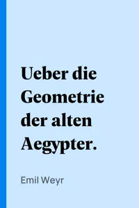 Ueber die Geometrie der alten Aegypter._cover