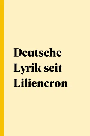 Deutsche Lyrik seit Liliencron