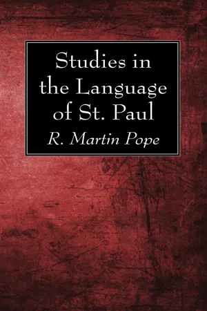 Studies in the Language of St. Paul