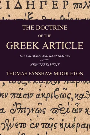 The Doctrine of the Greek Article