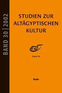 Studien zur Altägyptischen Kultur Band 30_cover