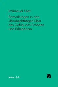 Bemerkungen in den »Beobachtungen über das Gefühl des Schönen und Erhabenen«_cover