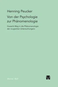 Von der Psychologie zur Phänomenologie_cover
