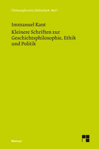 Kleinere Schriften zur Geschichtsphilosophie, Ethik und Politik_cover