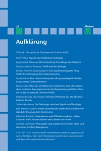 Aufklärung, Band 23: Die natürliche Theologie bei Christian Wolff_cover