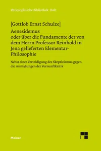 Aenesidemus oder über die Fundamente der von Herrn Professor Reinhold in Jena gelieferten Elementar-Philosophie_cover