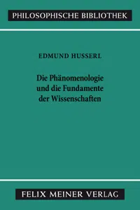 Die Phänomenologie und die Fundamente der Wissenschaften_cover