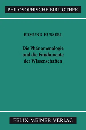 Die Phänomenologie und die Fundamente der Wissenschaften