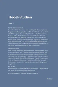 Hegel-Studien Band 5_cover