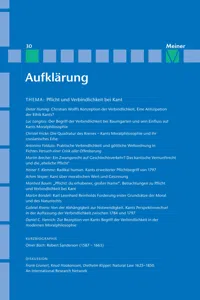 Aufklärung, Band 30: Pflicht und Verbindlichkeit bei Kant. Quellengeschichtliche, systematische und wirkungsgeschichtliche Beiträge_cover