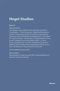 Hegel-Studien Band 31_cover