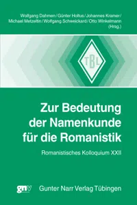 Zur Bedeutung der Namenkunde für die Romanistik_cover