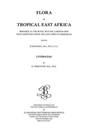 Flora of Tropical East Africa - Lythraceae (1994)