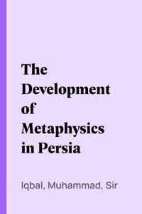 The Development of Metaphysics in Persia_cover