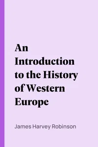 An Introduction to the History of Western Europe_cover