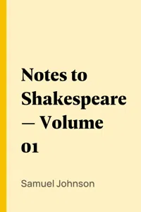 Notes to Shakespeare — Volume 01_cover