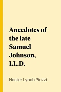 Anecdotes of the late Samuel Johnson, LL.D._cover