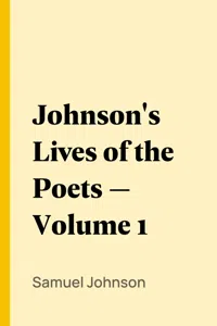 Johnson's Lives of the Poets — Volume 1_cover