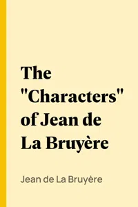 The "Characters" of Jean de La Bruyère_cover