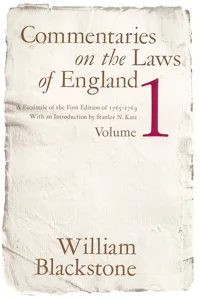 Commentaries on the Laws of England, Volume 1_cover