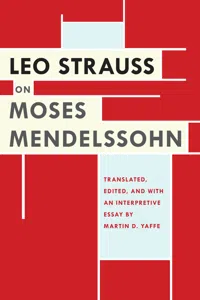 Leo Strauss on Moses Mendelssohn_cover