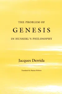 The Problem of Genesis in Husserl's Philosophy_cover