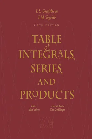 Table of Integrals, Series, and Products