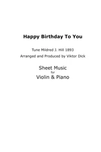 Happy Birthday to You - Tune Mildred J. Hill 1893_cover