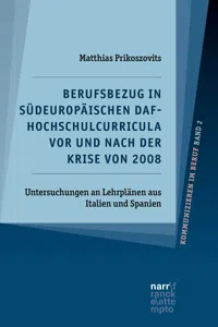 Berufsbezug in südeuropäischen DaF-Hochschulcurricula vor und nach der Krise von 2008_cover