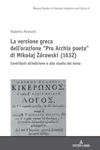 La versione greca dellorazione Pro Archia poeta di Mikołaj Żórawski_cover