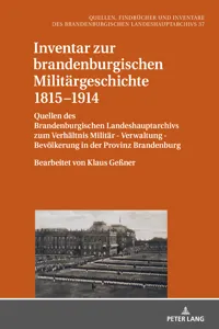 Inventar zur brandenburgischen Militärgeschichte 18151914_cover